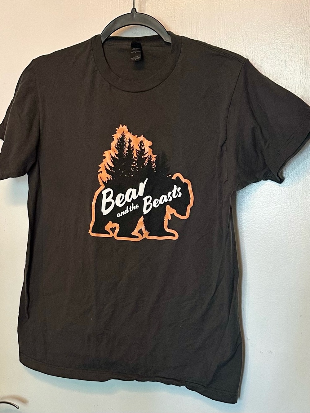 Bear and the Beasts Black Graphic Band Tee - Orange Print